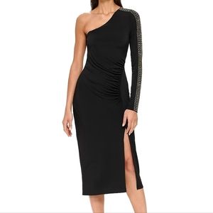 ▪︎GUESS▪︎ Asymmetrical Long Beaded High Slit Shealth Dress